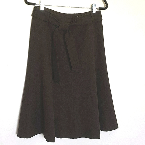 Grace Dane Lewis Brown Wool Blend Belted Skirt Size 6 - Picture 1 of 7